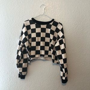 Checkered Crop Sweatshirt